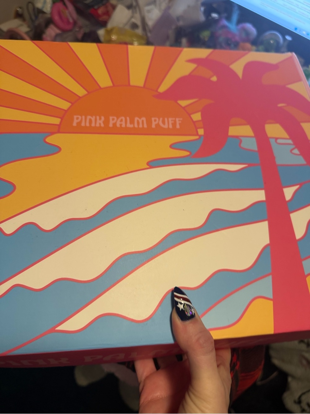 Pink Palm Puff Hoodie - Bold Coral Print - Picture 12 of 12